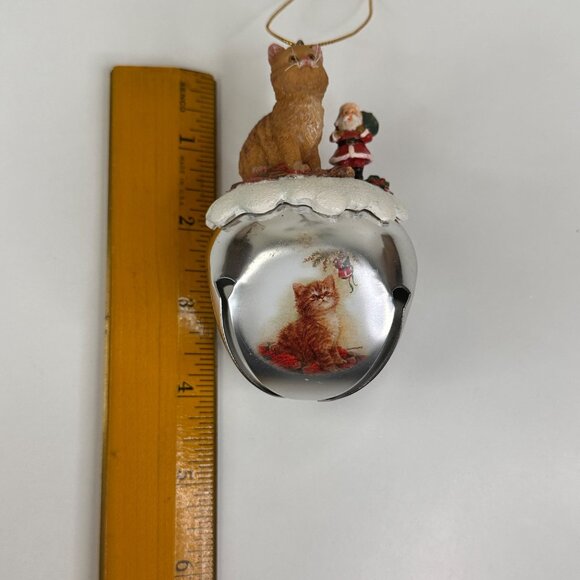 Tabby In Toyland Ornament By Ashton-Drake Galleries Sleigh Bells Cat & Santa - Picture 9 of 12